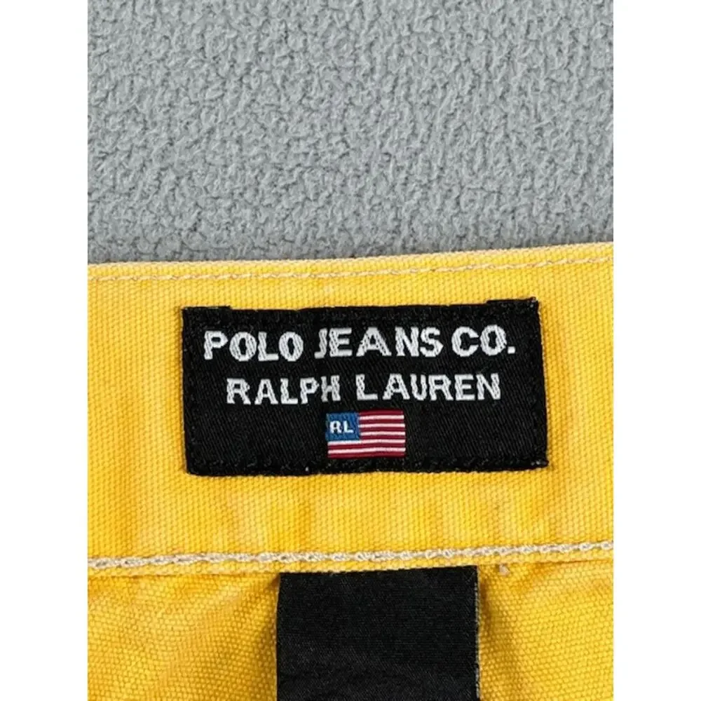 Vintage Polo Jeans Co. Shorts Mens Large Yellow RL-67 Button Fly Boating Baggy - Picture 4 of 13